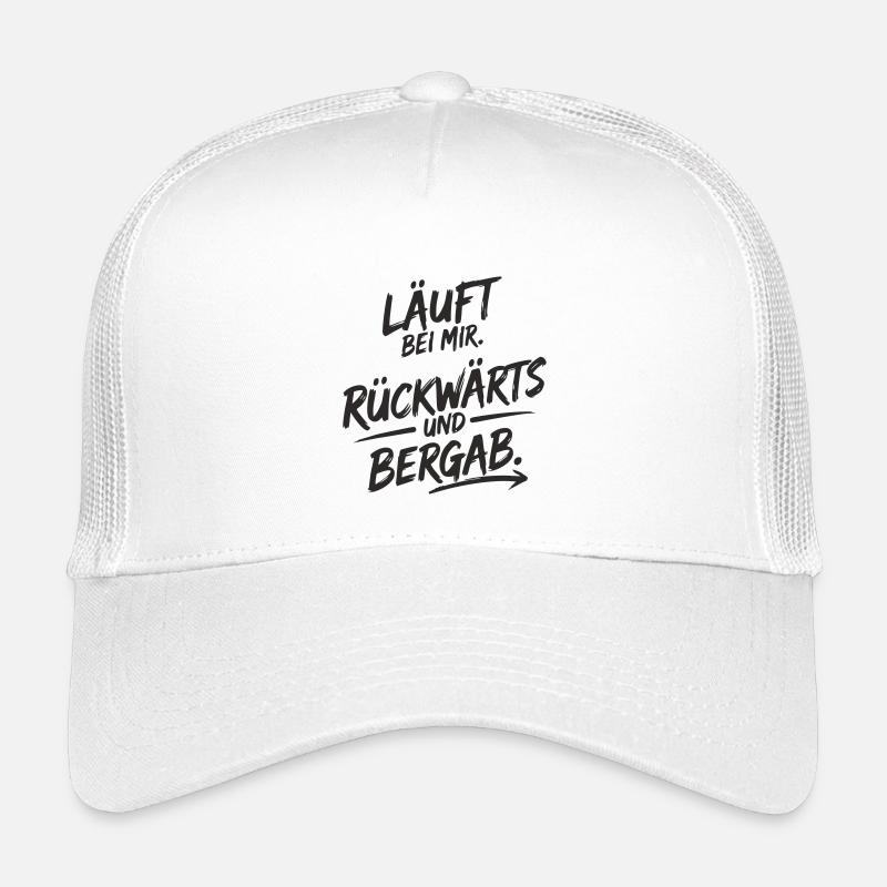 Läuft bei mir – rückwärts & bergab - Kinder Trucker-Cap - Weiß