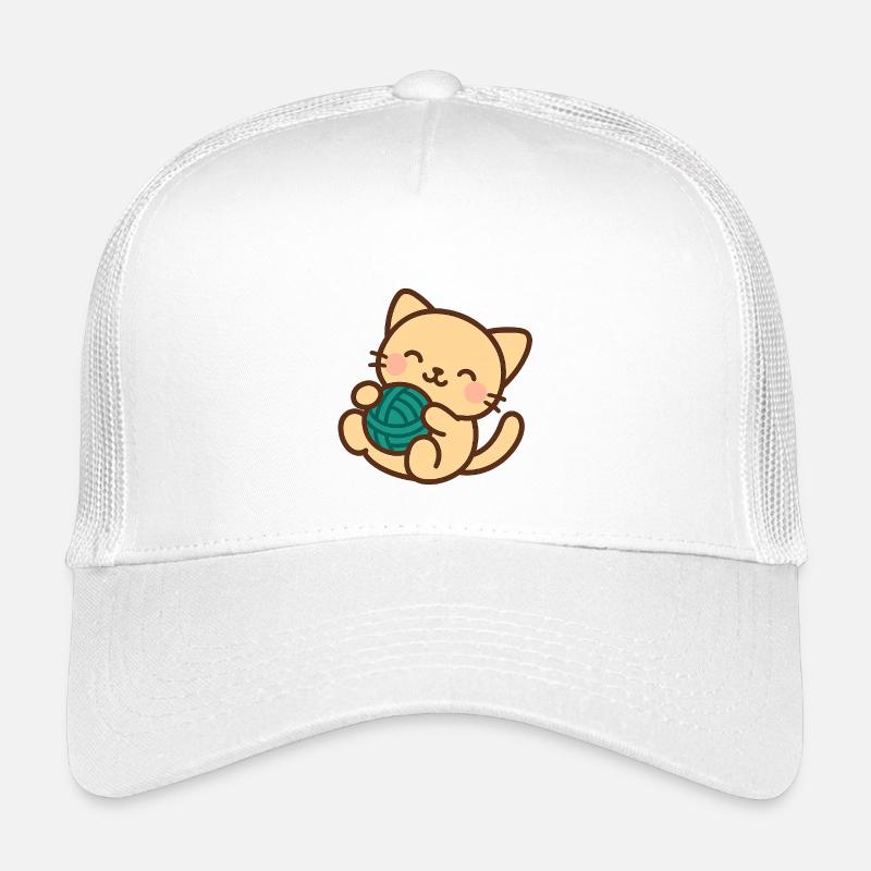 Kuscheliges Kätzchen und blauer Ball - Kinder Trucker-Cap - Weiß