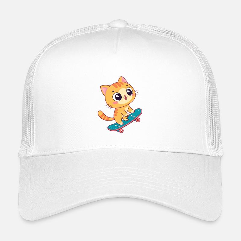 Kawaii kitten on skateboard Kids’ Trucker Cap
