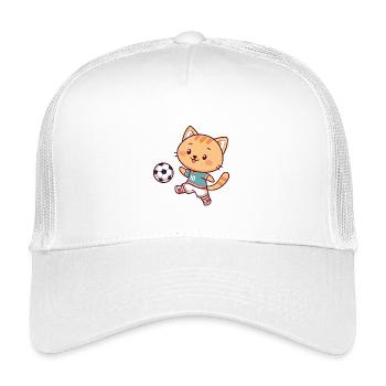 Kawaii Fußballspieler-Katze - Kinder Trucker-Cap - Weiß - Vorne