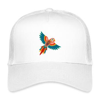 Bunter Mola Papagei - Kinder Trucker-Cap - Weiß - Vorne