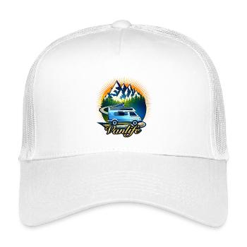 Vanlife Camper Illustration Bergmotiv  - Kinder Trucker-Cap - Weiß - Vorne