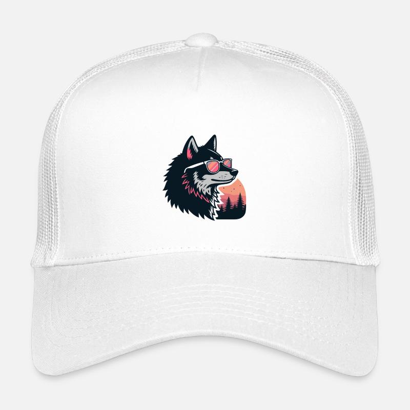 Schicker Wolf in der Sonne und Brille Kinder Trucker-Cap