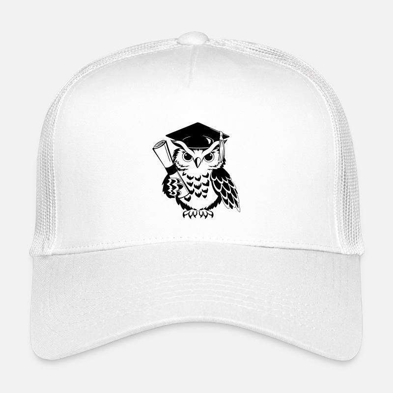 Schlaue Eule mit Doktorhut und Diplom - Kinder Trucker-Cap - Weiß