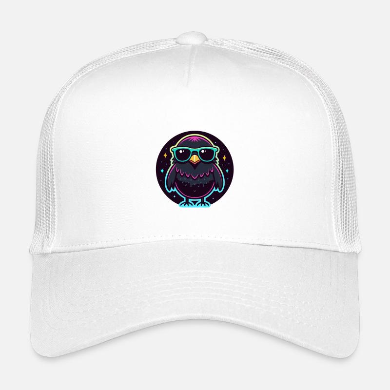 Neon black owl flashy glasses Kids’ Trucker Cap