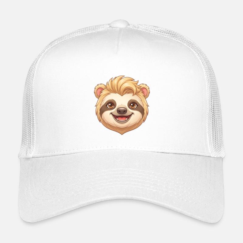 Visage de paresseux de dessin animé avec des cheveux cool Casquette trucker enfant