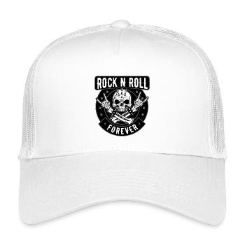 Rock N Roll Totenkopfwappen - Kinder Trucker-Cap - Weiß - Vorne