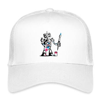 Roboter mit einem Pinsel - Kinder Trucker-Cap - Weiß - Vorne