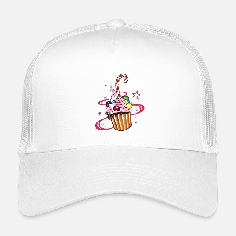 Muffin mit Sternen, Süßigkeiten und Zuckerstange. - Kinder Trucker-Cap - Weiß