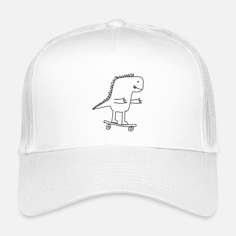 Dino on Skateboard – Cool Cartoon for Nerds Kids’ Trucker Cap