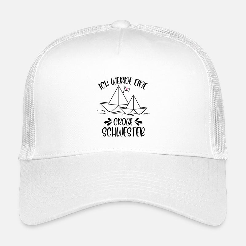 Papierschiff Schiff Ich werde eine große Schwester - Kinder Trucker-Cap - Weiß
