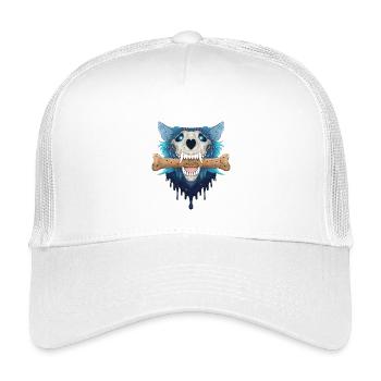 Hellhound Skull - Demonic Blue Wolf & Cookie Bone - Kids’ Trucker Cap - white - Front