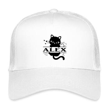 t-shirt Alex t-shirt gift idea cat Katze cat - Kids’ Trucker Cap - white - Front