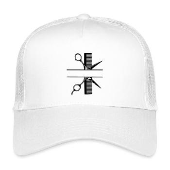 Schere mit Kammtextbanner - Kinder Trucker-Cap - Weiß - Vorne
