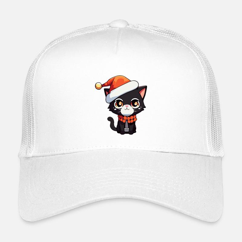 Chat kawaii avec chapeau de père Noël chaton mignon Casquette trucker enfant