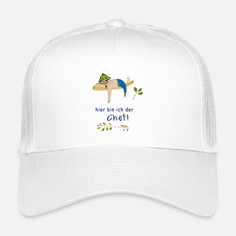 hier bin ich der Chef Faultier - Kinder Trucker-Cap - Weiß