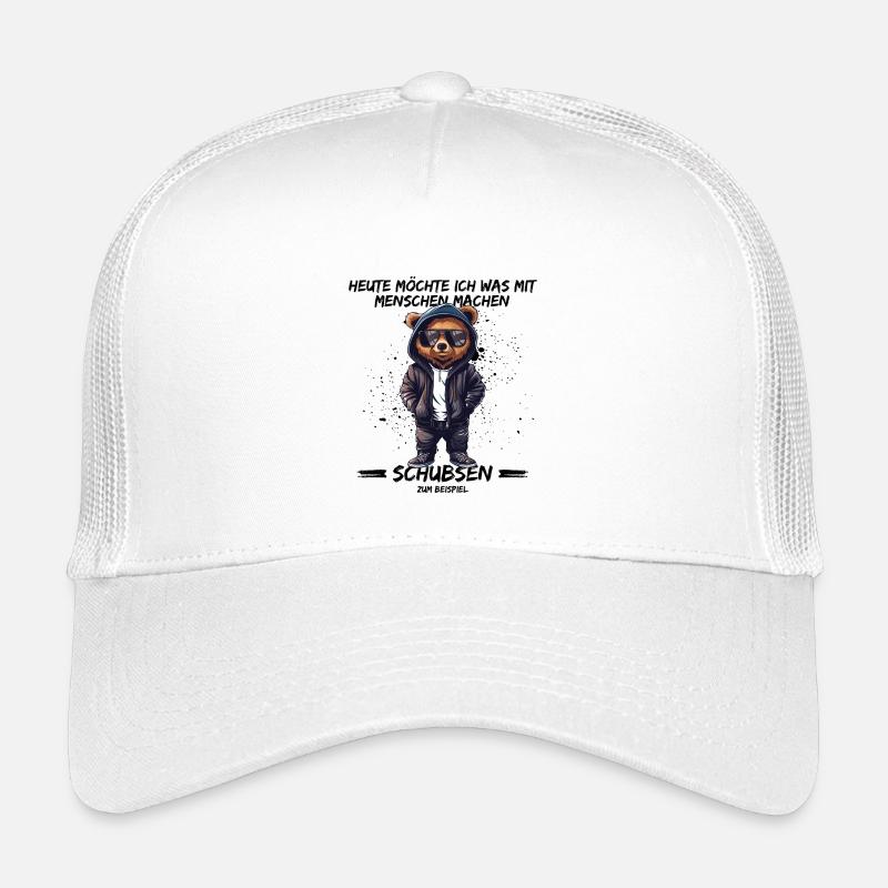 Heute möchte ich was mit Menschen machen, Schubsen - Kinder Trucker-Cap - Weiß