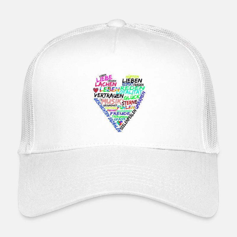 Text Herz Leben Liebe Frieden Kinder Trucker-Cap