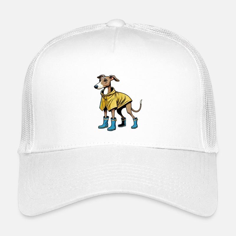 Whippet im Regenmantel - Kinder Trucker-Cap - Weiß
