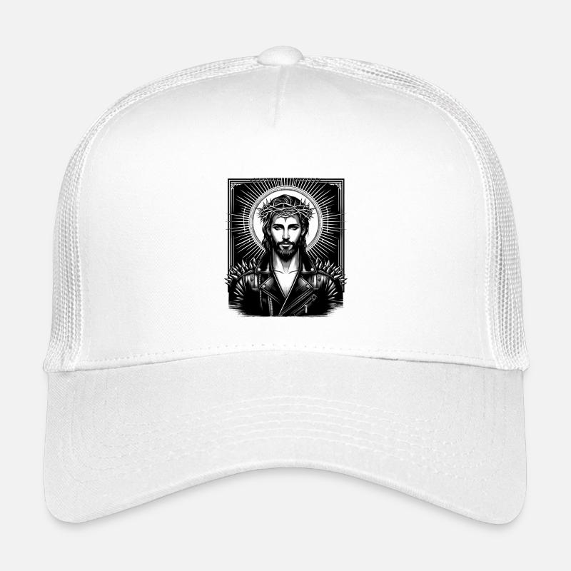 Jesus Christus mit stylischer Frisur & Lederjacke Kinder Trucker-Cap