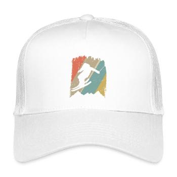 Silhouette de snowboard rétro sur rayures pastel - Casquette trucker enfant - blanc - Devant