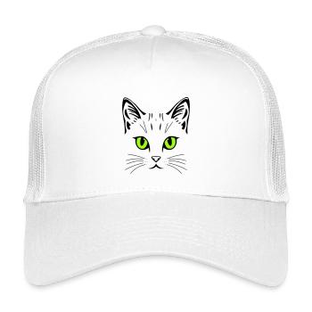 Cat motif – colour and eyes can be personalised - Kids’ Trucker Cap - white - Front