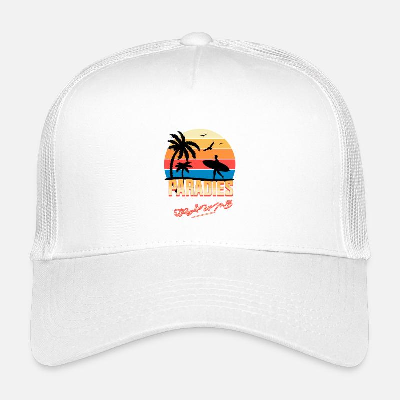 Plage vacances coucher de soleil illustration Casquette trucker enfant