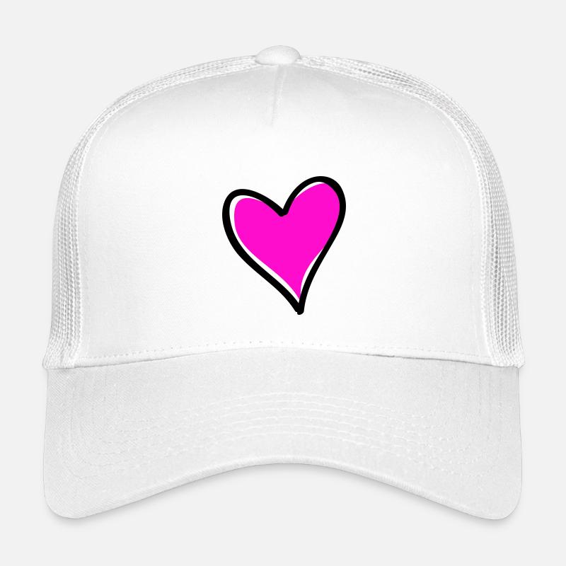 Bright Pink Heart Motif Kids’ Trucker Cap