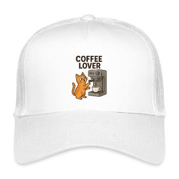 Katzenliebe Kaffee Motiv - Kinder Trucker-Cap - Weiß - Vorne