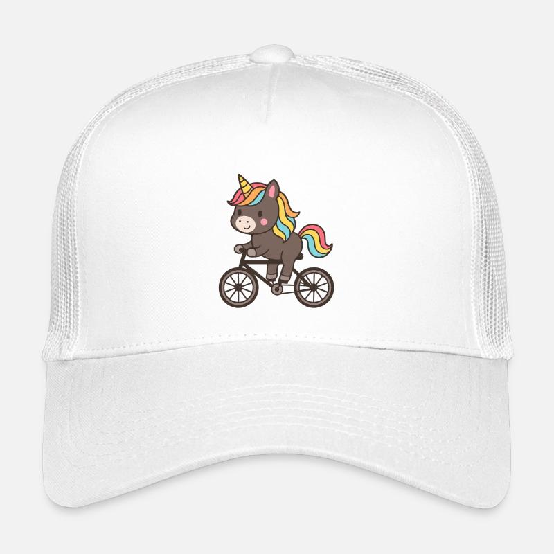 Regenbogen Einhorn auf Fahrrad - Kinder Trucker-Cap - Weiß