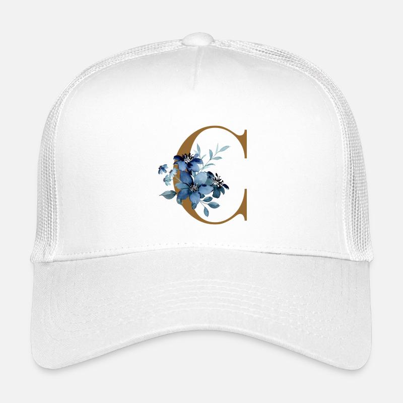 Floral C – Lettre dorée avec des fleurs Casquette trucker enfant