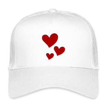 Imprimé Trio Coeurs Rouges - Casquette trucker enfant - blanc - Devant