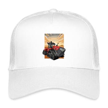 Tractor in sunset with track suspension - Kids’ Trucker Cap - white - Front