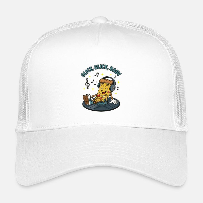 Slice Slice Baby – Lustiges Pizza Retro Comic Moti - Kinder Trucker-Cap - Weiß
