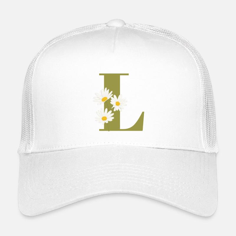 Buchstabe l Grüne Gänseblümchen - Kinder Trucker-Cap - Weiß