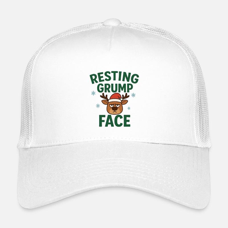 Resting Grump Face Rentier mit Mütze - Kinder Trucker-Cap - Weiß