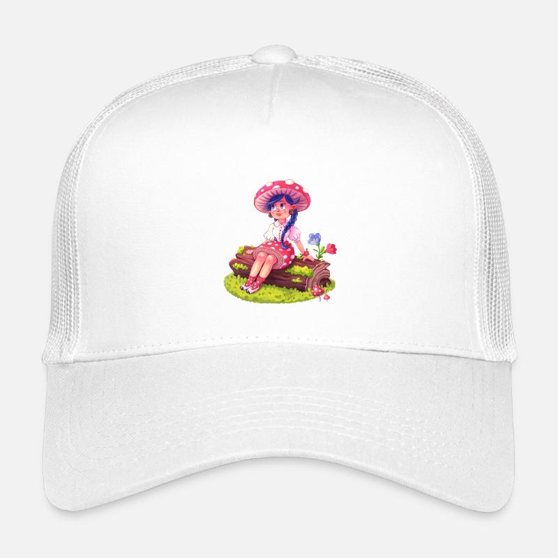 Pilzmädchen im Wald - Kinder Trucker-Cap - Weiß