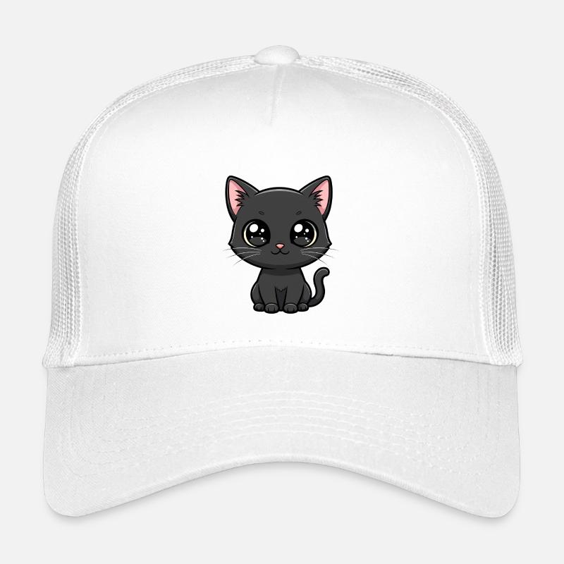 Midnight Kawaii Kitten - Kinder Trucker-Cap - Weiß