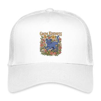 Wachse Freundlichkeit Blaue Katze Blumenkranz - Kinder Trucker-Cap - Weiß - Vorne
