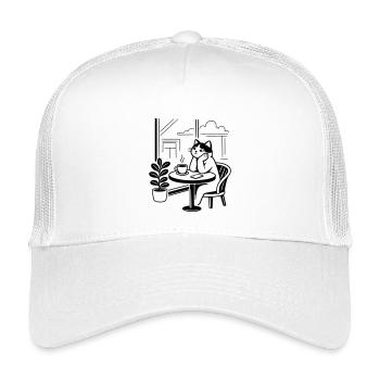 Thoughtful Cat Cafe - Kids’ Trucker Cap - white - Front