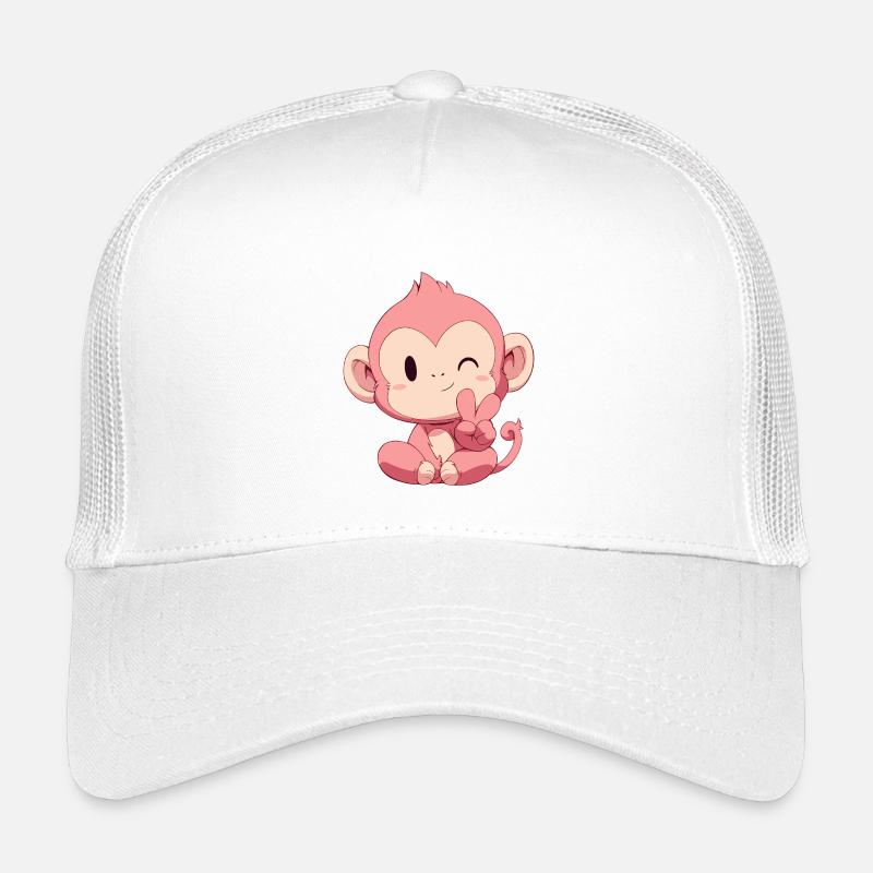Petit Singe Rose Paix Casquette trucker enfant