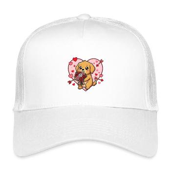 Kawaii-Hund mit Rosen Valentinsherz - Kinder Trucker-Cap - Weiß - Vorne