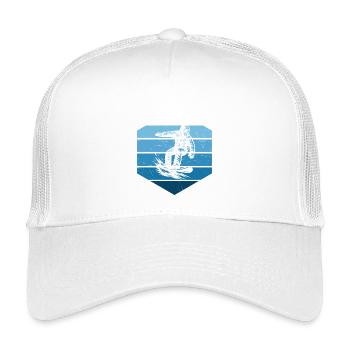 Minimalistisches Snowboard Motiv - Kinder Trucker-Cap - Weiß - Vorne