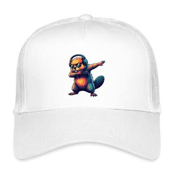 Gamer Beaver Playing Video Games Art - Kids’ Trucker Cap - white - Front