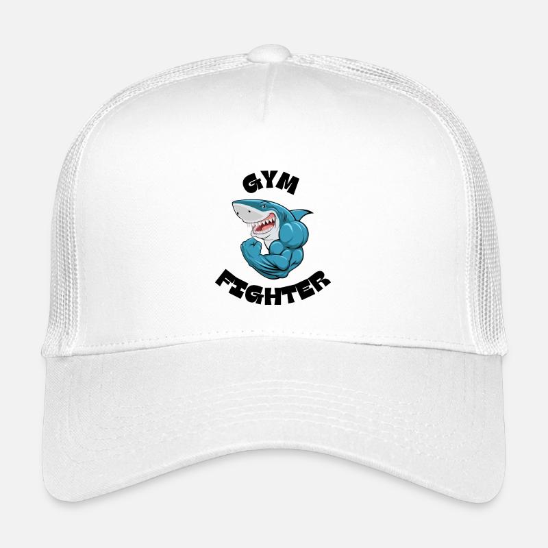 Blauer Muskelhai Kraftpose Kinder Trucker-Cap