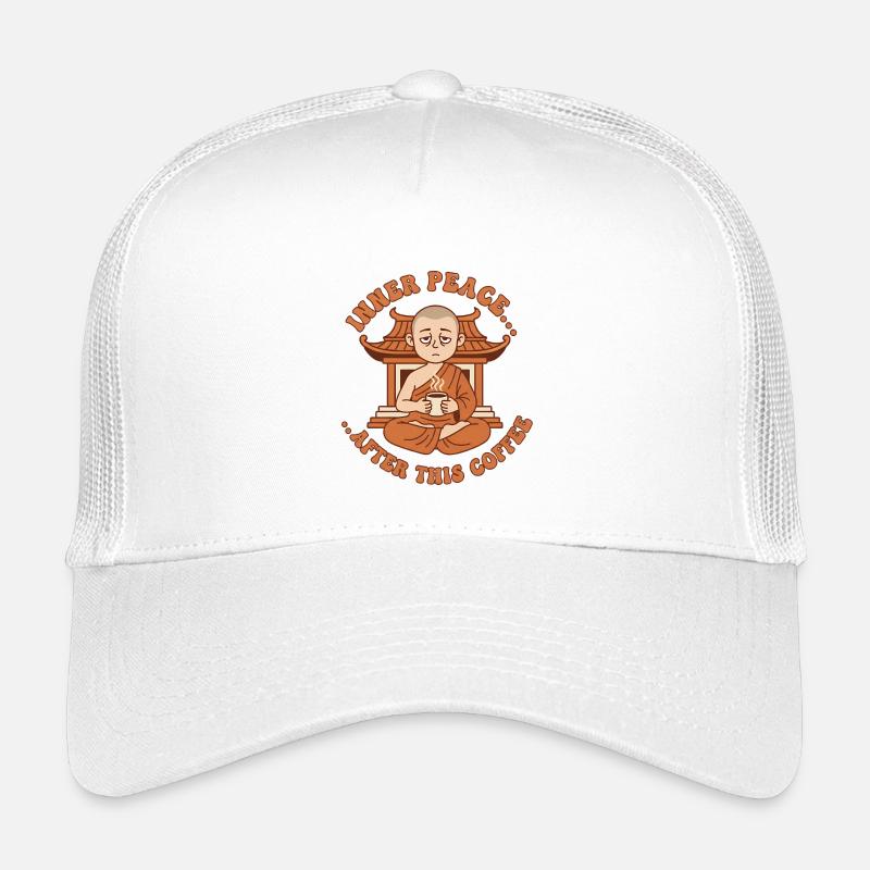 Inner Peace Coffee Zen Monk - Kids’ Trucker Cap - white