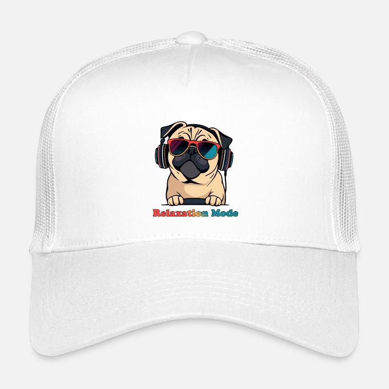 Entspannungs-Pug DJ-Modus - Kinder Trucker-Cap - Weiß