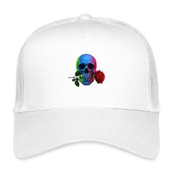 Neon skull with rose gothic design - Kids’ Trucker Cap - white - Front