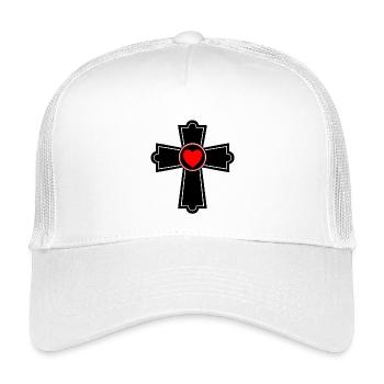 Croix avec le cœur - Casquette trucker enfant - blanc - Devant