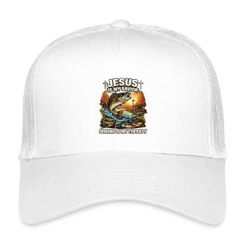 Jesus ist mein Retter, Angeln ist Therapie - Kinder Trucker-Cap - Weiß - Vorne
